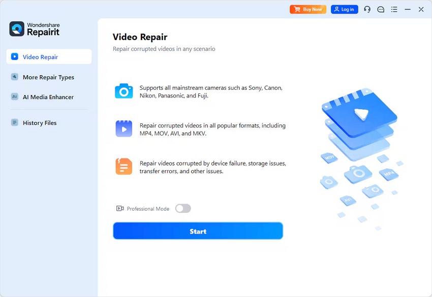 select video repair and start