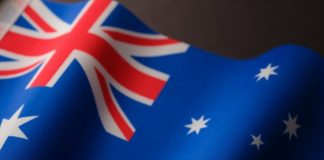 a close up of the flag of australia