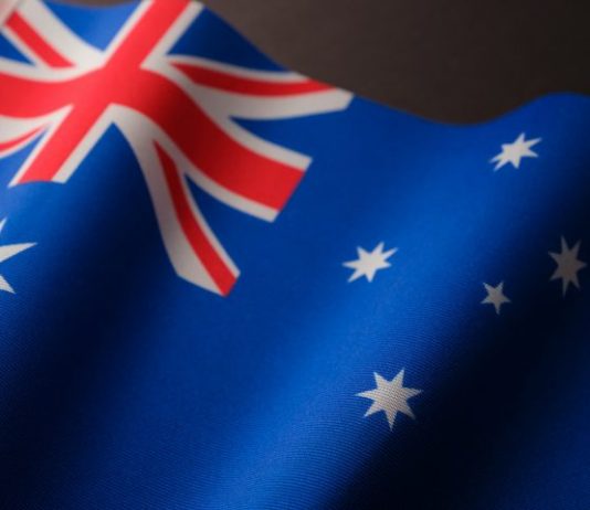 a close up of the flag of australia